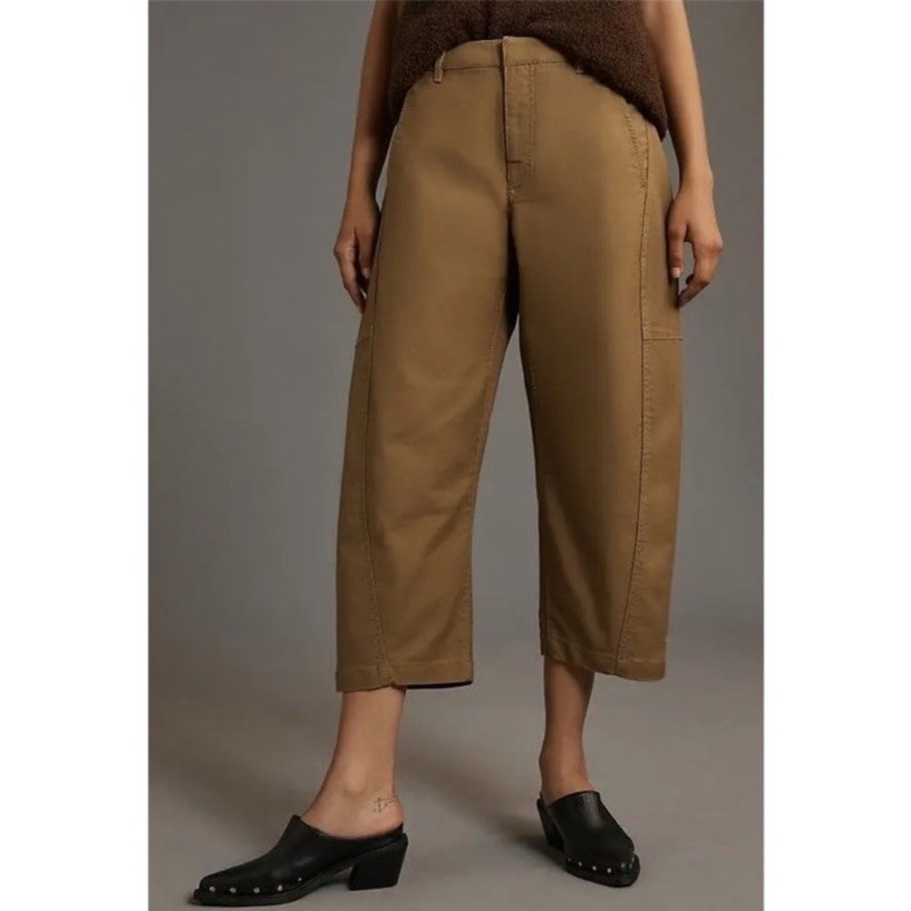 MAEVE x ANTHROPOLOGIE Barrel Leg Curved Crop Chino Pants
